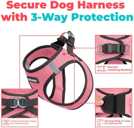 Voyager Step-in Air Dog Vest Harness - Pink/Black Trim, XX-Small