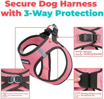 Voyager Step-in Air Dog Vest Harness - Pink/Black Trim, XX-Small