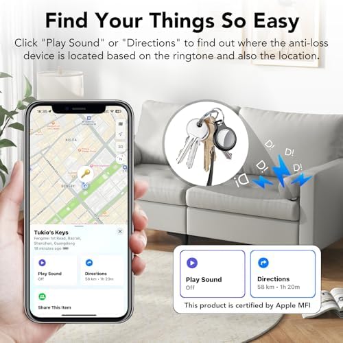Air Tracker Tags-4 Pack (iOS Only), [Apple MFi Certified] Key Finder