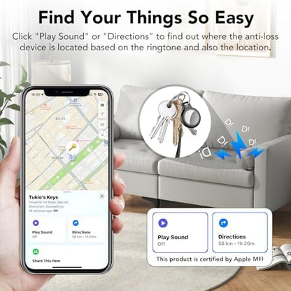 Air Tracker Tags-4 Pack (iOS Only), [Apple MFi Certified] Key Finder