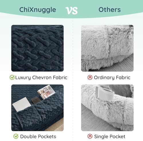 ChiXnuggle Orthopedic Human Dog Bed,with Faux Fur Washable Cover,Blanket