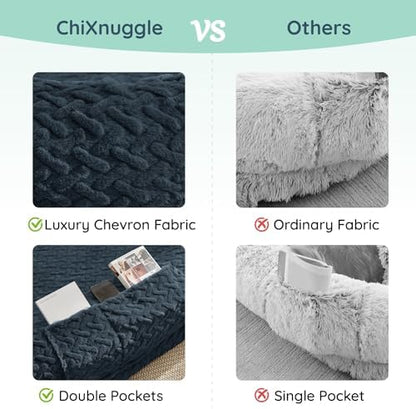 ChiXnuggle Orthopedic Human Dog Bed,with Faux Fur Washable Cover,Blanket