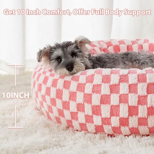 BFPETHOME Large Washable Cozy Donut Dog Beds for Dogs