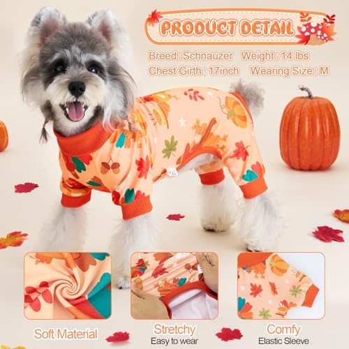 XPUDAC 4 Pack Thanksgiving Dog Pajamas Puppy Onesies for Small Dogs, M