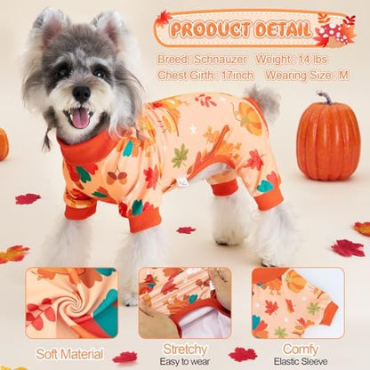 XPUDAC 4 Pack Thanksgiving Dog Pajamas Puppy Onesies for Small Dogs, XL