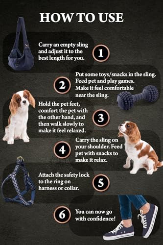 Noah & Paw Dog Sling Carrier for Small Dogs 3-10lb, Dog Sling for Small Dogs and Cats, Dog Carrier with Adjustable Padded Strap, Premium Twill, Lined with Fur, Double Safety Feature, Machine Washable