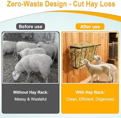 30'' Metal Wall Mount Hay Feeder, 20 Gallon Livestock Feeder