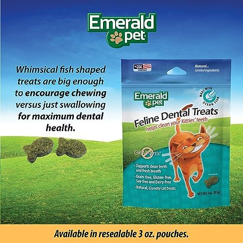 Emerald Pet Grain Free Cat Dental Treats, Ocean Fish, 3 oz