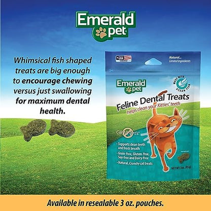 Emerald Pet Grain Free Cat Dental Treats, Ocean Fish, 3 oz