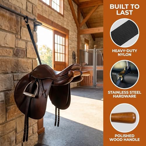 Portable Saddle T Hanger for Car & Trailer - Heavy Duty Headrest Saddle Rack Organizer for Western & English Horse Tack - Space-Saving No-Drill Equestrian Gear Storage