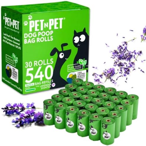 Pet N Pet Dog Poop Bags Rolls, 540 Count, Lavender Scented Green Waste Bag