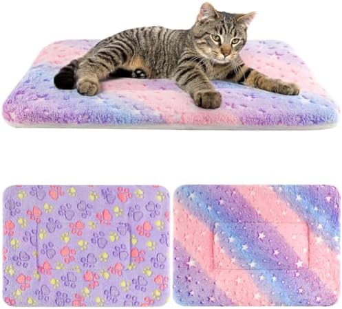 2 Pack Cat Blanket for Indoor Cat, Warm Calming Kitten Beds
