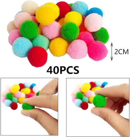 40PCS Colorful Plush Slingshot Balls, Soft Reusable Slingshot Ammo for Adult Outdoor Backyard Games, Cat & Dog Pet Play Toys