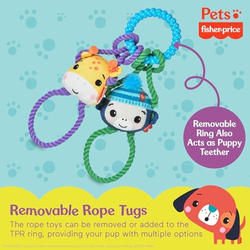 Fisher-Price for Pets 'Tugs With Friends' Interactive Toy for Dogs | Fetch, Tug, Enrichment, and Puppy Teething | Multifunctional