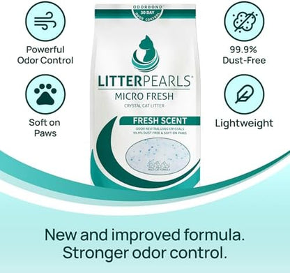 Litter Pearls Micro Fresh Scented Crystals 30-Day Odor Control Litter 7lb