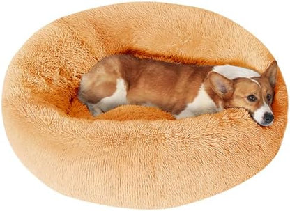 JOLLYVOGUE Dog Bed, Calming Anti-Anxiety Large Dog Bed, Fluffy Donut Cushion for Medium and Large Pets (31")