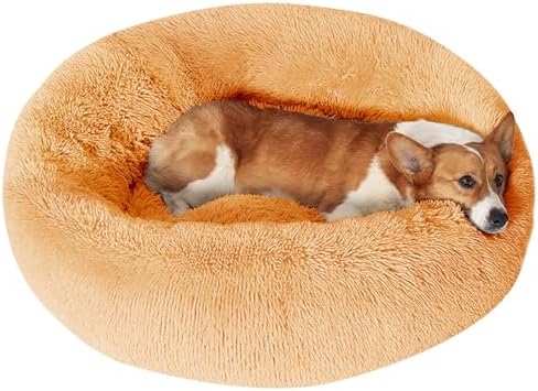 JOLLYVOGUE Dog Bed, Calming Anti-Anxiety Large Dog Bed, Fluffy Donut Cushion for Medium and Large Pets (27")