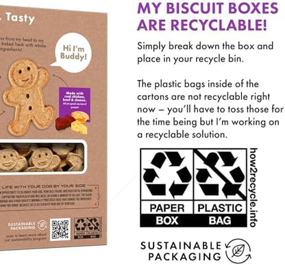 Buddy Biscuits 16 oz. Box of Crunchy Dog Treats Made with Assorted Flavors of Roasted Chicken, Grilled Beef, and Sharp Cheddar (Pack of 2)
