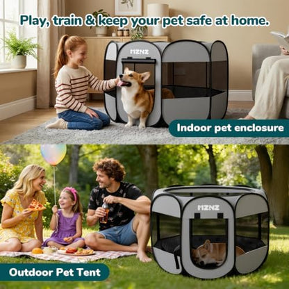 Dog Cat Small Animal Puppy Playpen Crate, Medium, Whole Grey