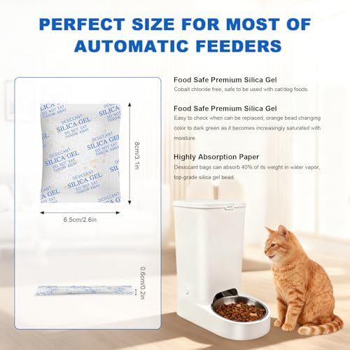 Absorbking Pet Food Desiccant Bag for Most Smart Feeders, 24 Packs Replaced Desiccant Bags with Color Indicating for Automatic Cat Dog Feeder, Desiccant Bag Replacement