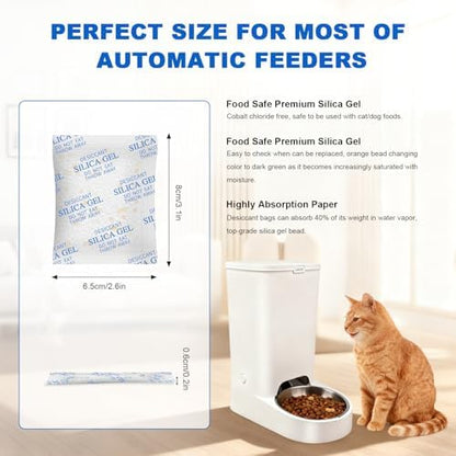 Absorbking Pet Food Desiccant Bag for Most Smart Feeders, 24 Packs Replaced Desiccant Bags with Color Indicating for Automatic Cat Dog Feeder, Desiccant Bag Replacement