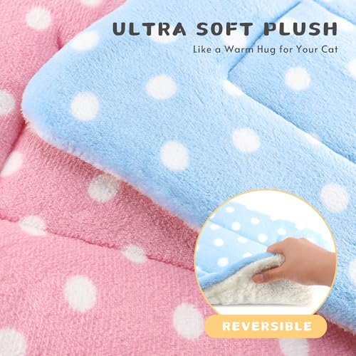 2 Pack Cat Blanket for Indoor Cats, Ultra Soft & Warm Calming Bed