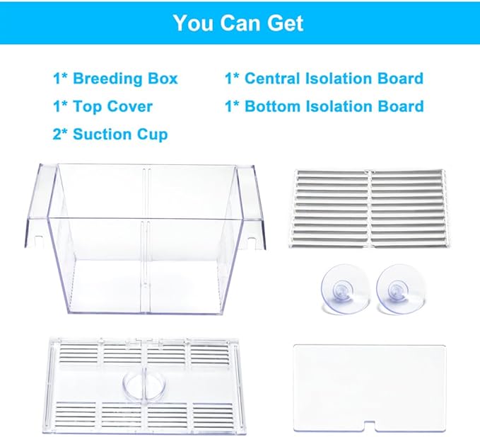 DaToo Fish Breeding Box Aquarium Holding Tank Transparent Fish Isolation Box Acclimation Hatchery Incubator Breeder for Betta Shrimp Clownfish Guppy