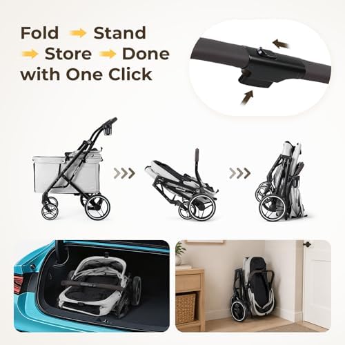 X6 Pet Stroller for Medium Large Pets Up to 70Lbs, Gray