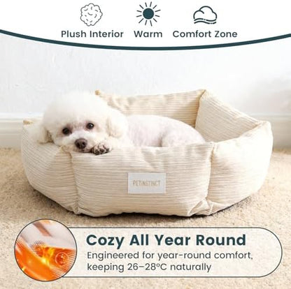 Cat Bed, 22 Inch Donut Pet Bed for Cats & Small Dogs, White