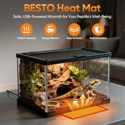Waterproof Heating pad Plant Heating pad 8.0x8.0 Inch 12W Under Tank Terrarium Heating Mat, Reptile Heat Pad, Reptile Heating Pad for Turtle, Lizard, Hermit Crab, Frog, Snake ﻿﻿