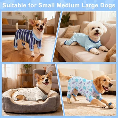 Bienbee Dog Pajamas, 4 Pack Adjustable Onesies for Small to Large Dogs M