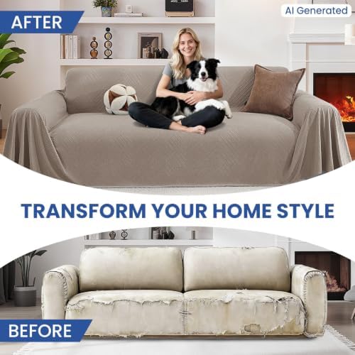 Pet Couch Cover for Dogs, Armchair Covers, Washable, Khaki