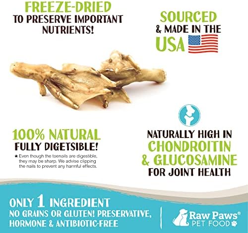 Raw Paws Freeze Dried Duck Feet for Dogs (10-Count) - Single Ingredient