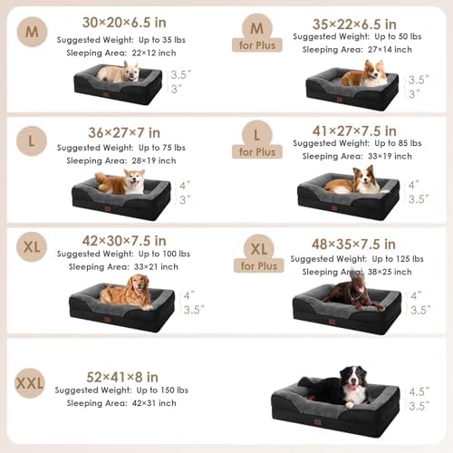 EHEYCIGA Orthopedic XL Dog Bed for Large Dog, Memory Foam Dog Couch
