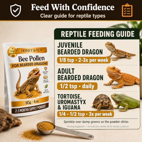 Organic Bee Pollen Powder for Bearded Dragons – HONEY&SUN 4oz Reptile Food