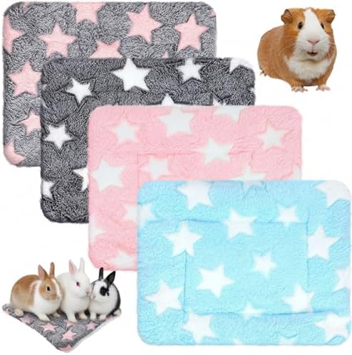Jetec 4 Pcs Guinea Pig Bed Pads Big Twinkle, 10 x 11 Inch Plush Mat