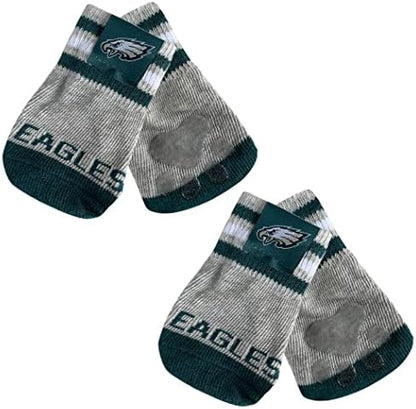 NFL Philadelphia Eagles Anti Slip Dog Socks with Elastic Ribbed Top, Size Medium/Large. Indoor/Outdoor Socks, Best Dog Paw Protector, 2 Pairs, Cool Puppy Supplies with NFL Logo of Eagles Team