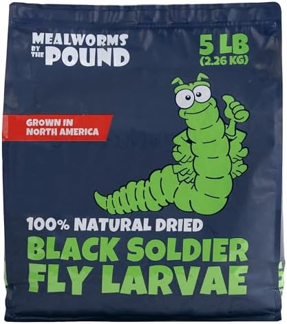 North American Grown Dried Black Soldier Fly Larvae (5lbs) - More Calcium Than Mealworms - Treats for Chickens, Wild Birds, & Reptiles …