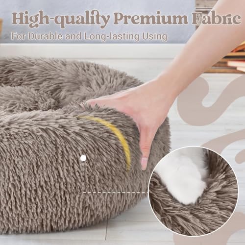 rabbitgoo Calming Cat Beds for Indoor Cats, 20 inches, Khaki