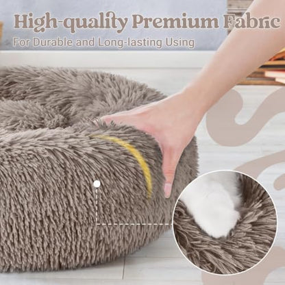 rabbitgoo Calming Cat Beds for Indoor Cats, 20 inches, Khaki