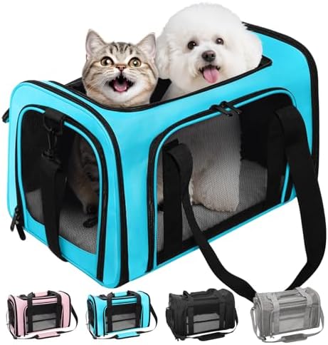 Soft-Sided Cat Carrier 20x13x13 in Expandable Travel Pet Bag 22LBS