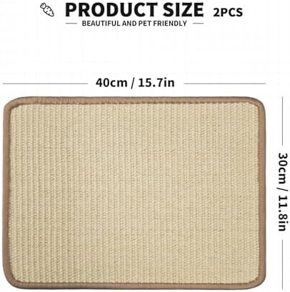 2Pcs Rabbit Scratch Mat,16 x 12 Inch Sisal Rabbit Scratching Pad