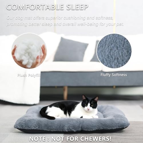 Dog Crate Bed for Extra Small Dogs Washable & Anti-Slip Ultra Soft Dog Beds Kennel Pad for Pets Cozy Sleeping Mat, Dark Grey 22inch