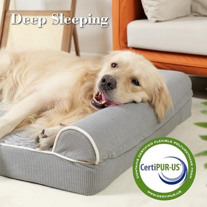 TJSOULER Orthopedic Dog Beds for Large Dogs,Waterproof Lined Egg Crate Foam Pet Bed Mat with Removable and Washable Cover and Non Slip Bottom,Dog Sofa Bed