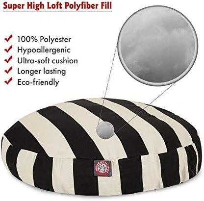 Black Vertical Stripe Small Round Indoor Outdoor Pet Dog Bed With Removable Washable Cover By Majestic Pet Products