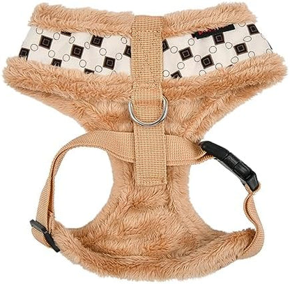 Puppia Jace Dog Harness Over-The-Head Warm Winter Diamond Pattern Adjustable Chest for Small and Medium Dog, Beige, Large