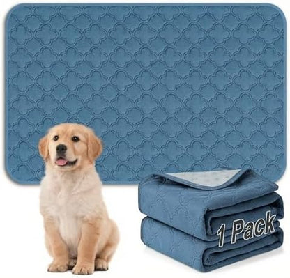 FunFurry Washable Pee Pads for Dogs - 1 Pack Reusable Pee Pads，Waterproof Puppy Pads，Pet Training Pads，Super Absorbent with Dog Paw Shape Non-Slip Backing (Blue, 48" X 65" - 1 Pack)