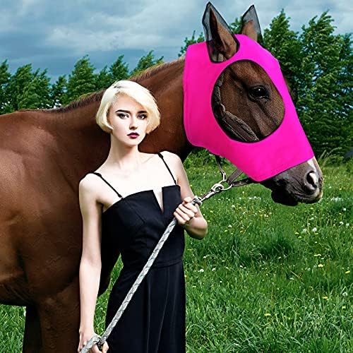 Frienda 4 Pcs Horse Fly Mask with Ear, Medium, Purple, Blue, Pink, Black