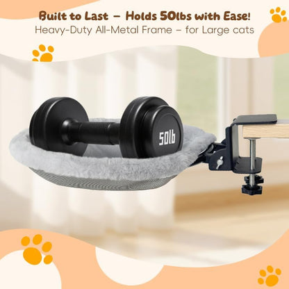 Cat Bed for Desk |2 Machine-Washable Covers |Foldable Cat Bed Desk Mount
