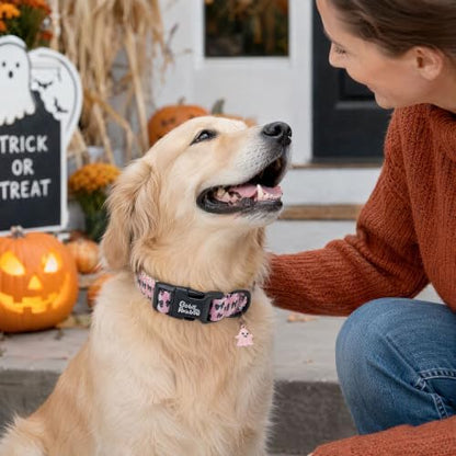 Halloween Pink Ghost Dog Collar Adjustable for Small Dogs